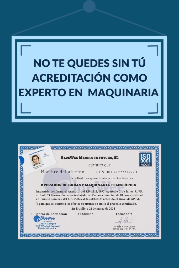 Diploma y Tarjeta Oficial de Maquinaria
